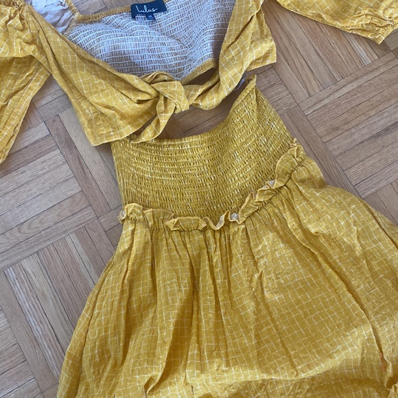 Lulus two piece mustard yellow skirt and crop top set - Picture 4 of 6